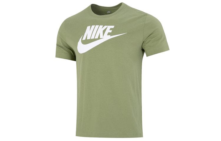 Nike T Shirts Men s Olive Green Crew Neck Moderate Straight Fit AR5005-334 M
