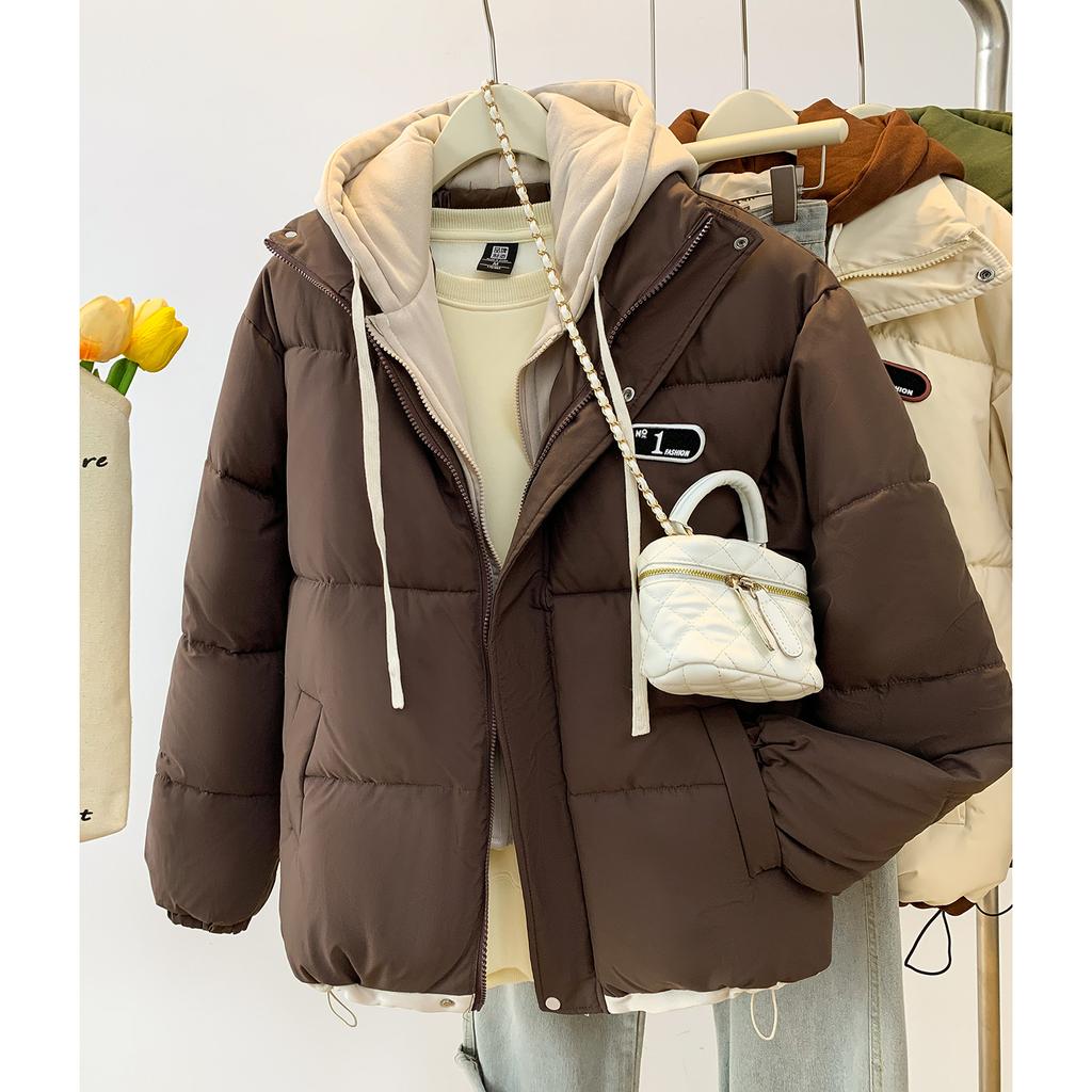 Fake Two Pieces of Cotton Clothes Women's Winter 2025 New Thickened Warm Padded Jacket Women's Down Padded Jacket Versatile Student Jacket