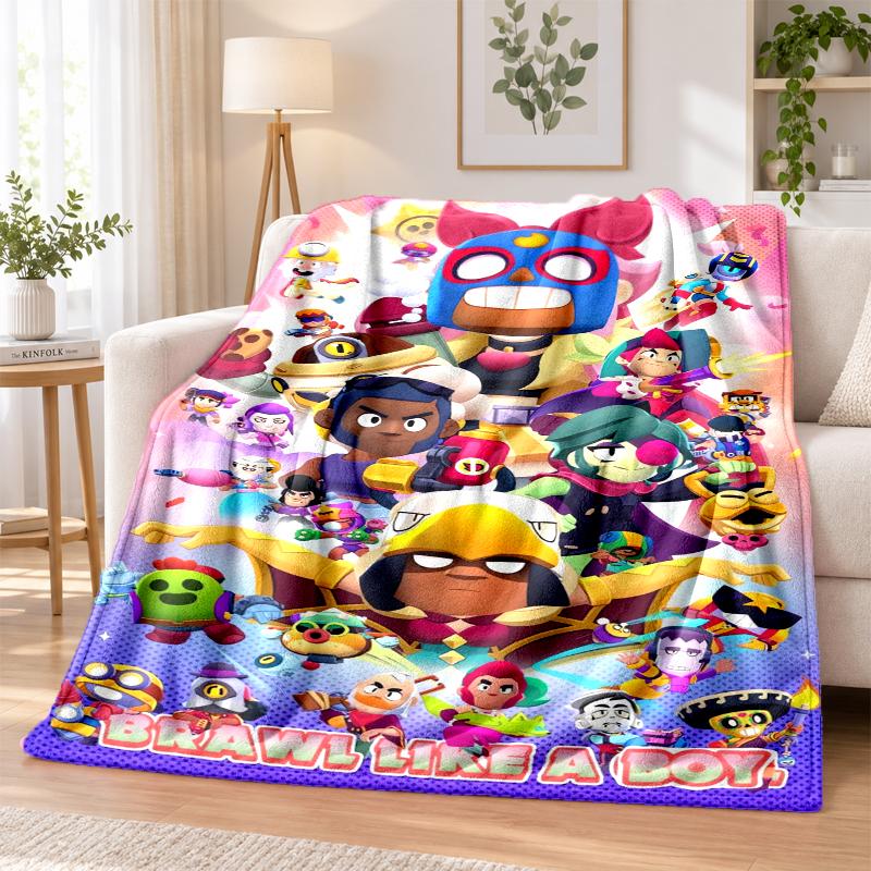 Brawl Stars Flannel Throw Blanket Soft Warm Cozy For Sofa Bed Indoor Home Bedroom Use