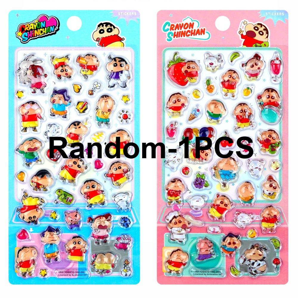 Kawaii Crayon Shin Chan Cartoon 3D  Relief Stickers Cute DIY Crystal Decorative Anime Sticker Phone Case DIY Kids Toys Gift