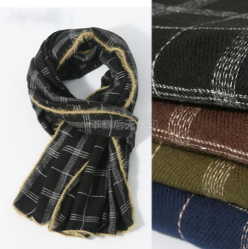 Men's Classic Checkered Patchwork Soft Fleece Scarf New Arrival Versatile Textured Warm Winter Scarves