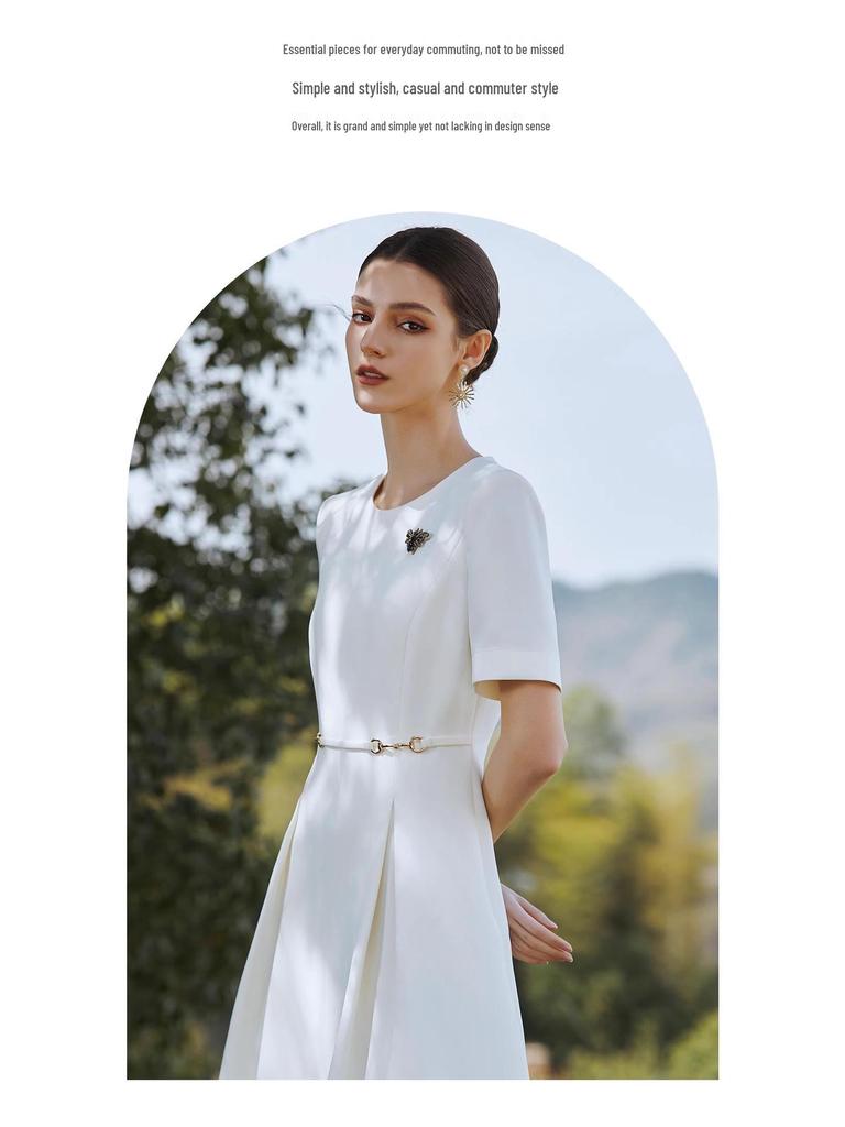 AD Women's Black Round Neck Summer Work Dress - Slimming Formal Office Wear