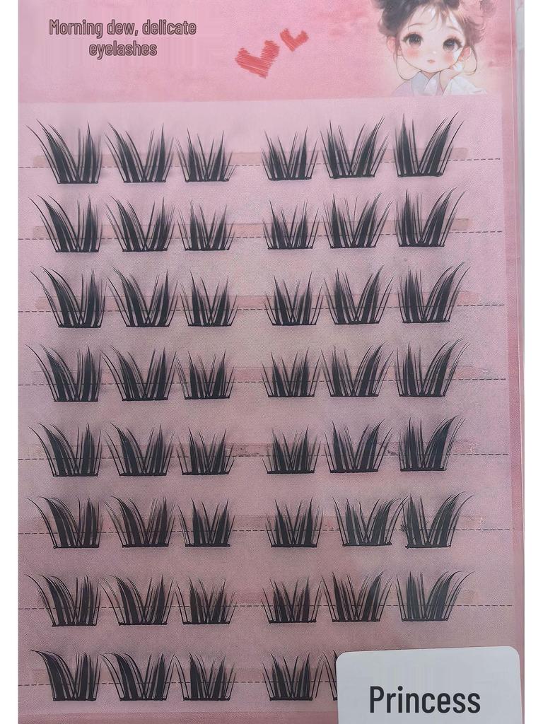 Self-Adhesive Glue-Free Fishtail Sunflower False Eyelashes - Natural Single Cluster Segmented Eyelashes for Beginners