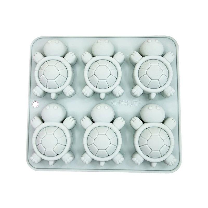 6-Håls Sköldpaddsform Silikonform Fondant Tårta Chokladform Pudding Bakverktyg Iskub Tårtdekorationstillbehör