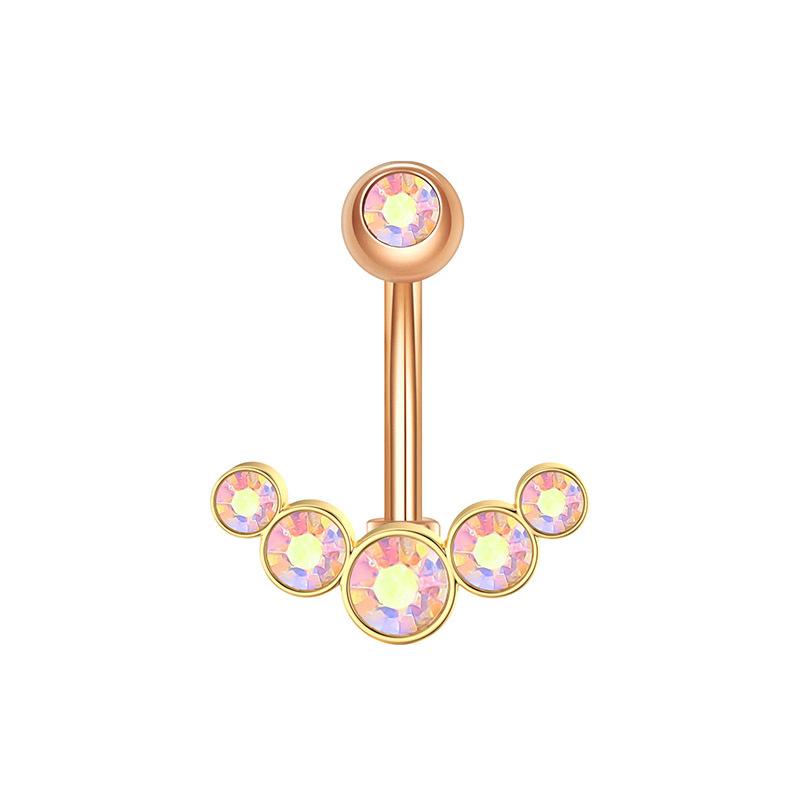 Stainless Steel Inlaid Diamond Navel Ring 5 Diamond Navel Nails Inverted Navel Buckle Puncture Jewelry