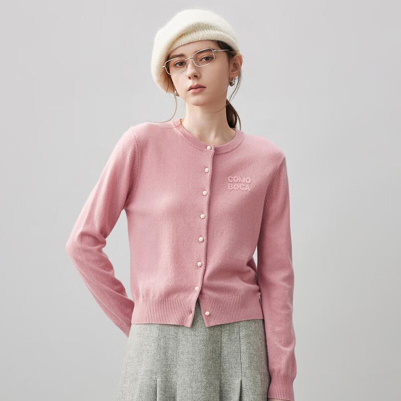 Komomboka Women's Cashmere Round Neck Cardigan