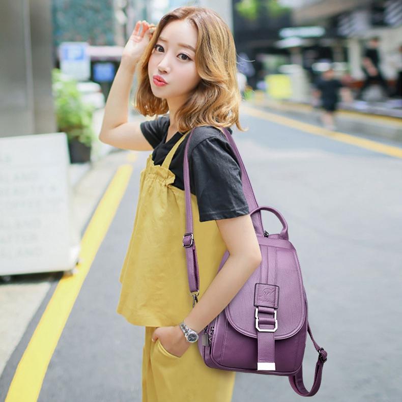 Women Leather Backpacks Vintage Female Shoulder Bag Sac Travel Ladies Bagpack School Bags