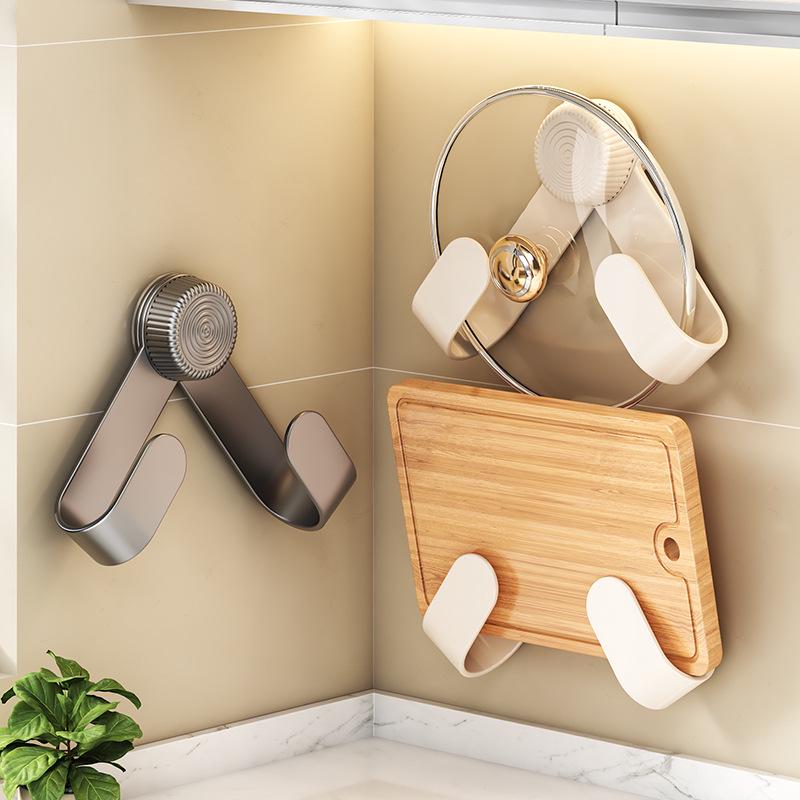 Wall-Mounted Suction Cup Pot Lid & Cutting Board Holder, Punch-Free Kitchen Storage Rack
