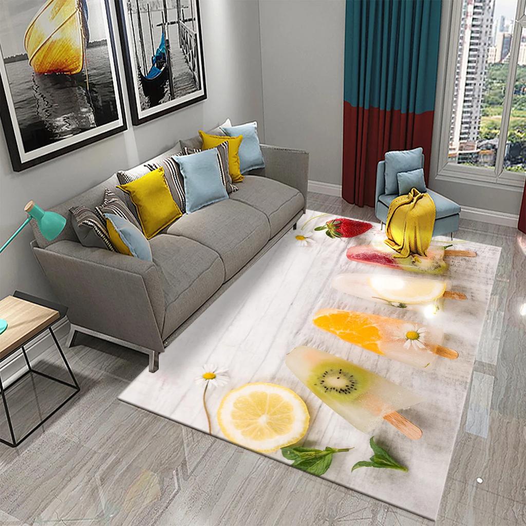 Yellow Lemon Rug Fruit Theme Carpet Pink Background Floor Carpets Bedroom Living Room Rectangle Rugs Decor Door Mat Yoga Mats