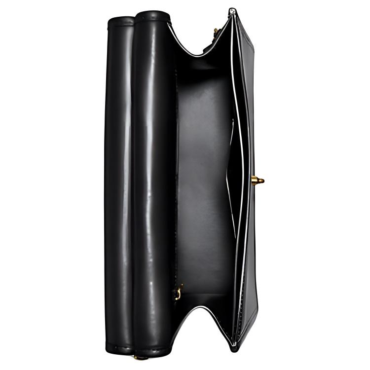 Coach Willis 25 Leather Top Handle Shoulder Bag Women Handbags Brass Black 5785-B4BK