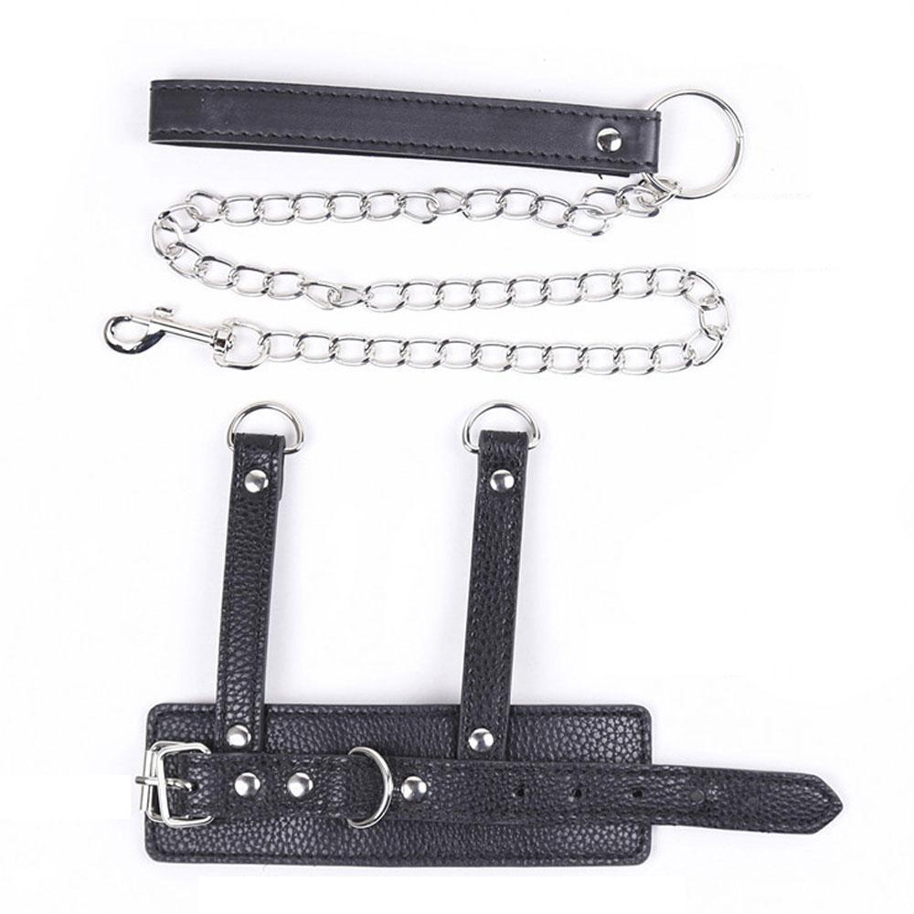 Leather Ball Stretcher with Leash Tug Down Scrotum Penis Ring Chastity Cock Cage BDSM Sex Toys For Men Discreet Shipping