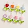 30Pcs Tulips Flower Lampwork Beads Multicolor Glass Flora Beads Multicolor Loose Beads For Diy Bracelets Jewelry Making
