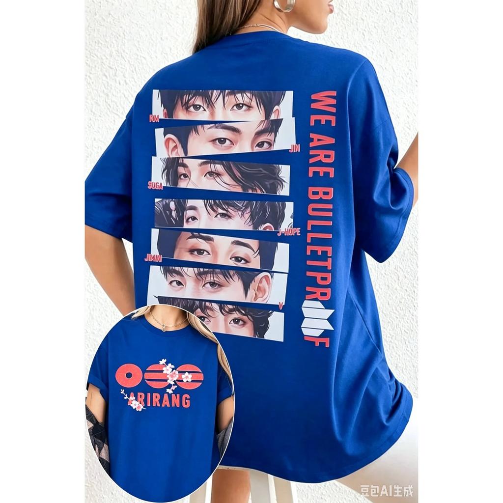 BTS Arirang Fans T-shirt Women Men Kpop Graphic Short Sleeve Streetwear Y2k Oversized Casual Loose High Quality Top Female Male Clothing