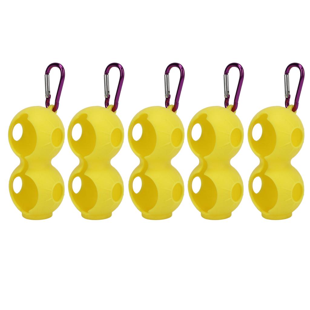 5Pcs Golf Ball Silicone Double Case Cover Portable Golf Ball Protective Holder Cover Yellow