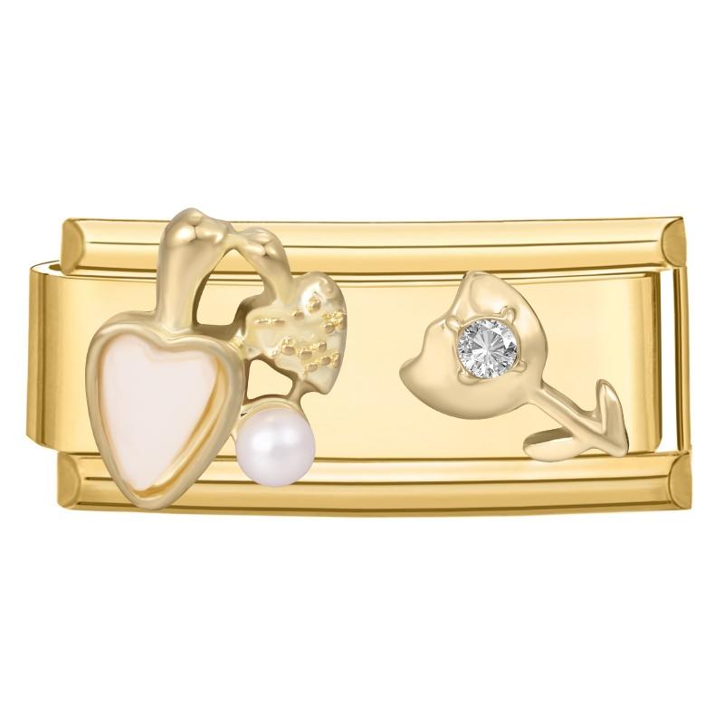 

Y2K Zircon Vintage Bow Rose Butterfly Heart Shell Golden Long Charm Fit 9mm Stainless Steel Bracelet DIY Making Jewelry Gift
