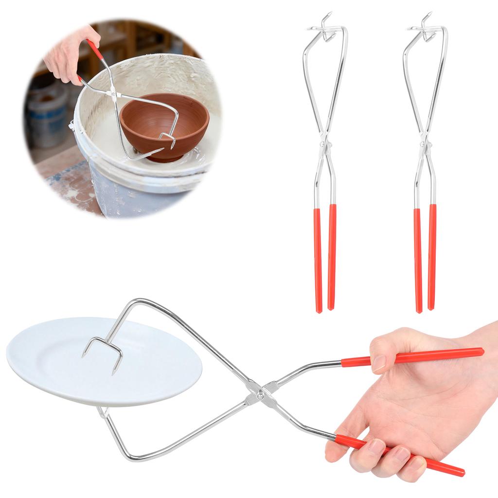 2Pcs Pottery Clay Sculpture Glaze Tong Dipping Tong Glazing Tools Metal Pottery Clamp for Clay Modeling Sculpturing Craft Making