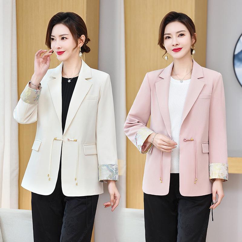 Spring Jacket: New Chinese Style Lapel Suit for Middle-aged & Elderly Women