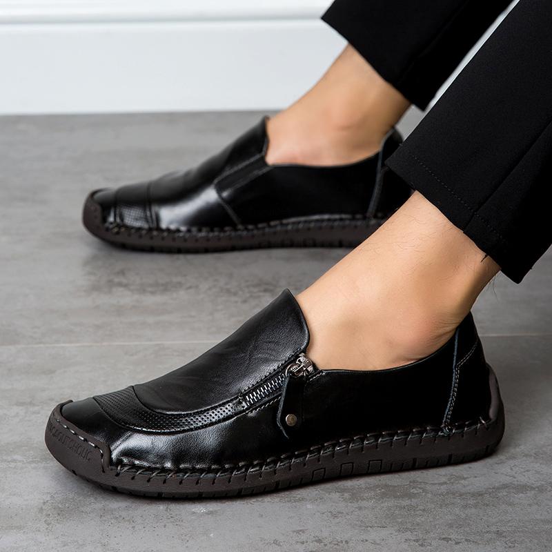 Handmade Retro Cow Leather Shoes Men Flats Fashion Casual Shoes Men Loafers Moccasins Men Shoes