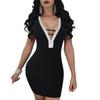 Deep Sexy Women V Rhinestone Backless Mini Dress Bodycon Sleeveless Dress Party