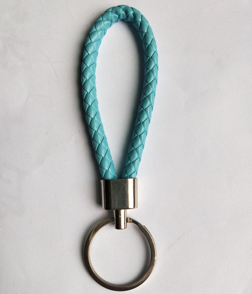 Woven Leather Cord Metal Keychain Pendant