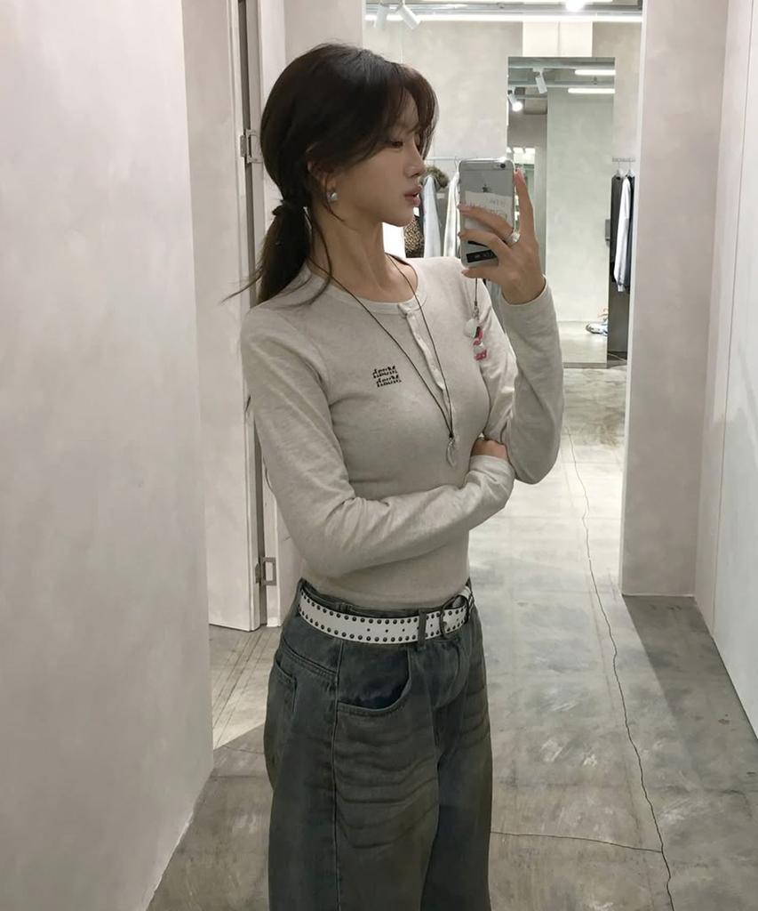 MUAHMUAH Henley Neck Stitch Long Sleeve Tee [7 Colors]