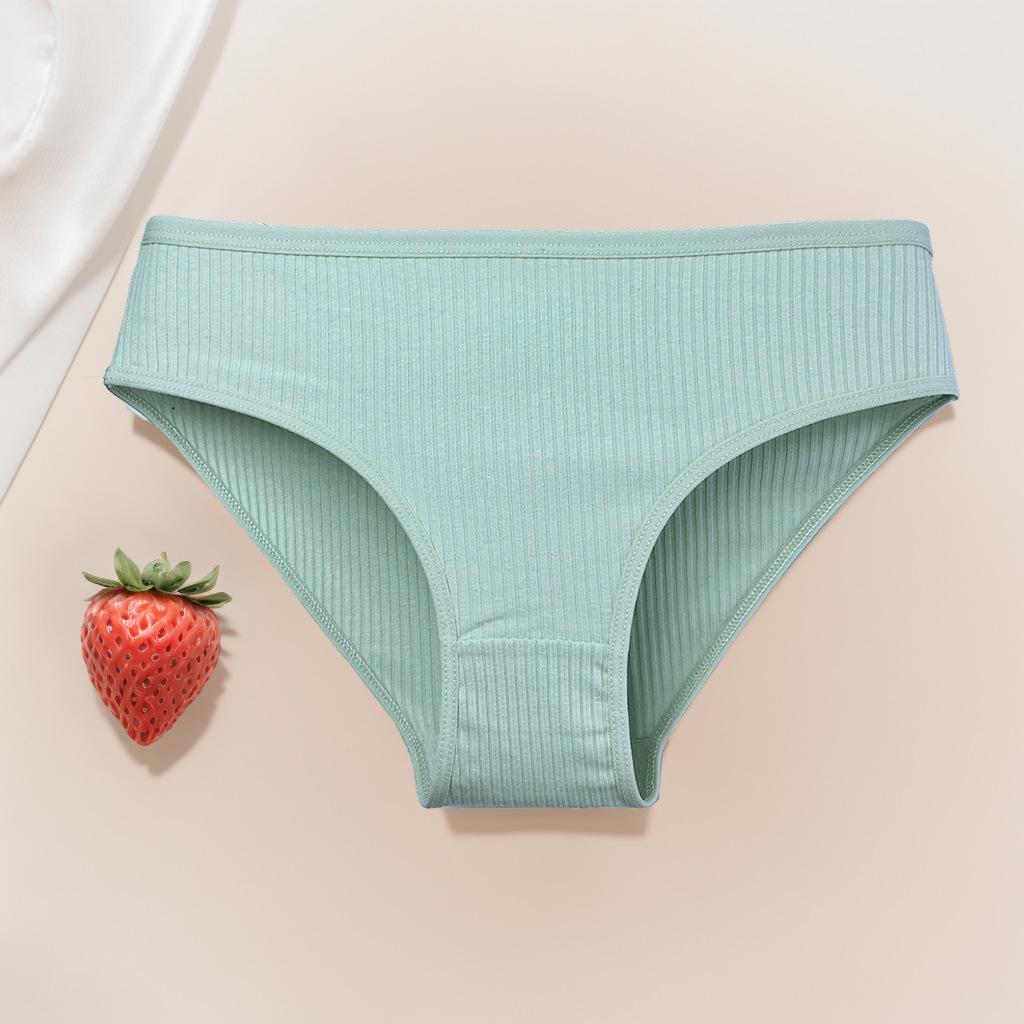 Dámské žebrované kalhotky z čisté bavlny - Prodyšné, k pokožce šetrné trojúhelníčkové prádlo