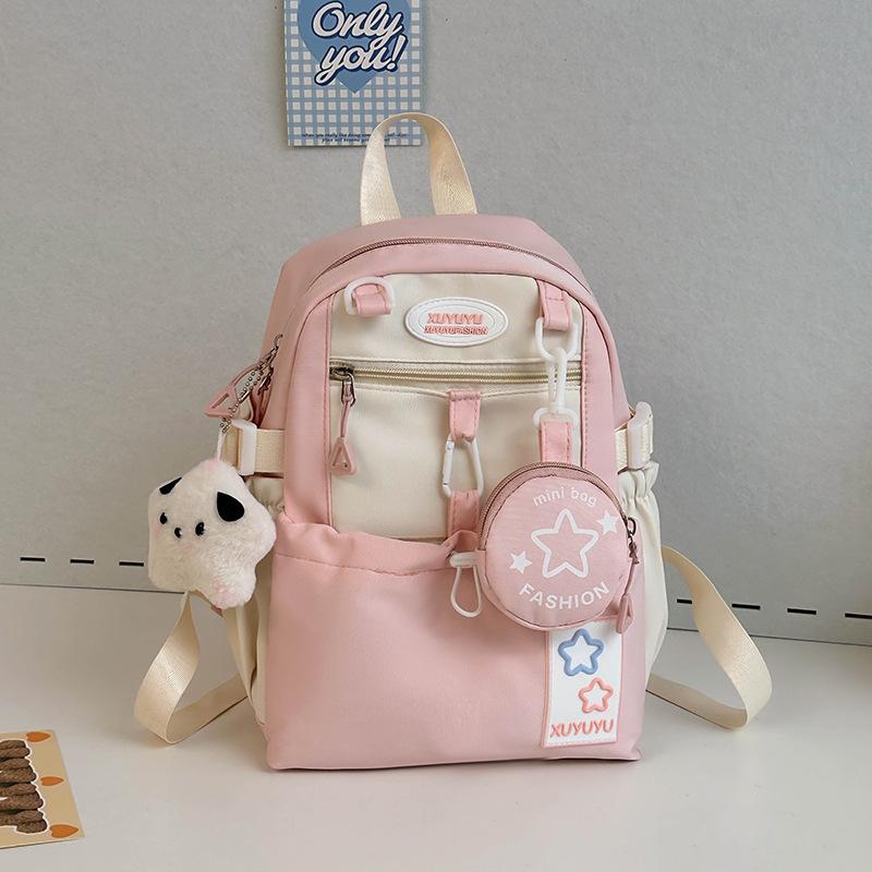 Schoolbag Cream Wind Campus Middle and High School Schoolbag Versatile Large Capacity Color Matching Leisure Ridge Backpack Travel Going Backpack