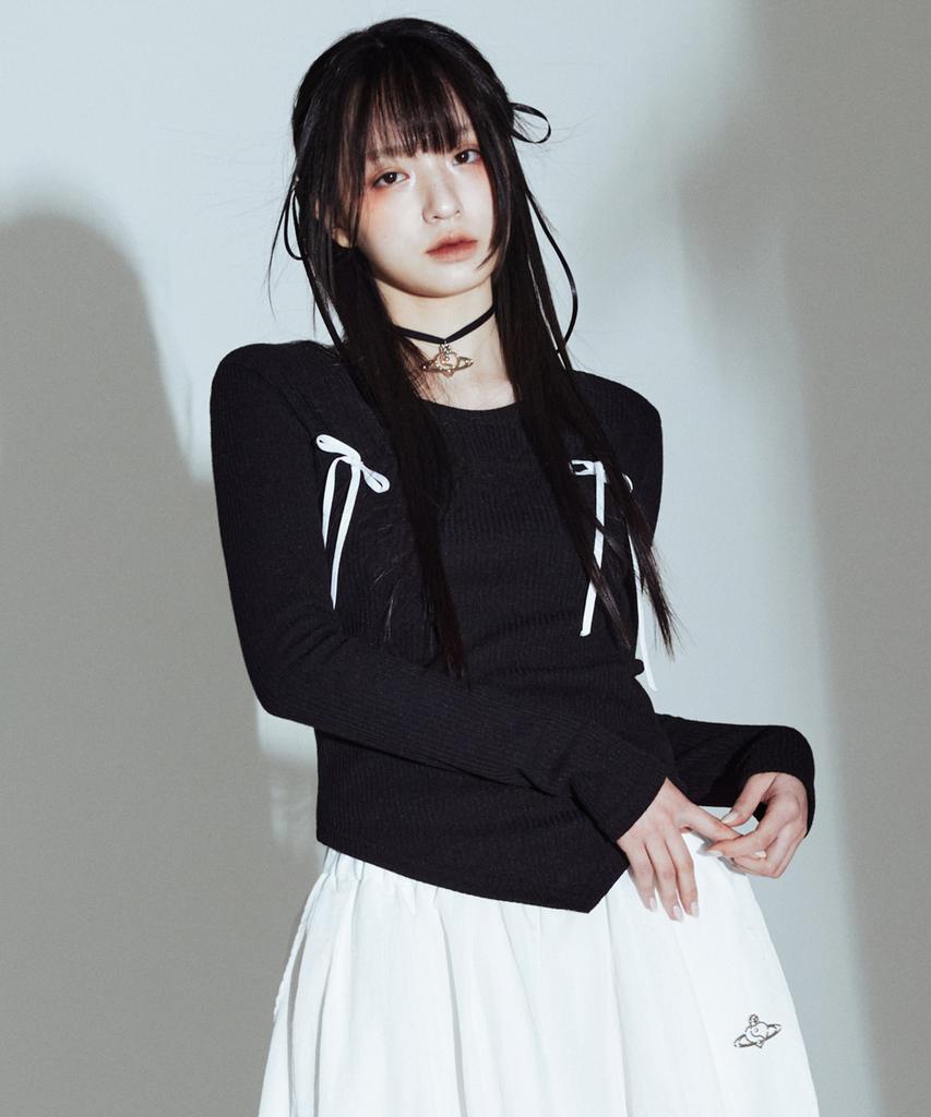 PLASMA SPHERE Ribbon T-Shirt In Black (Ribbon Girlcore T-Shirt)