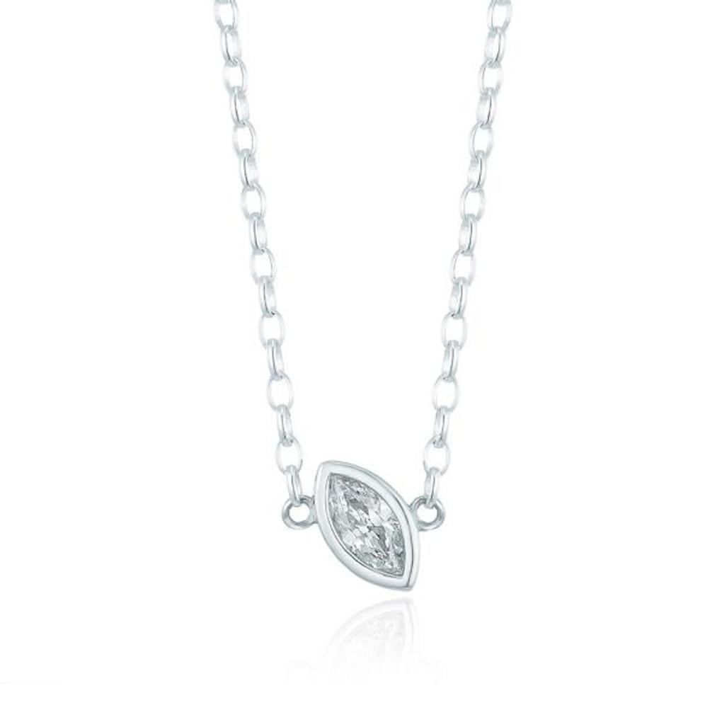 [Puremond] Earthquake Marquise Silver Necklace OTN222807DWW