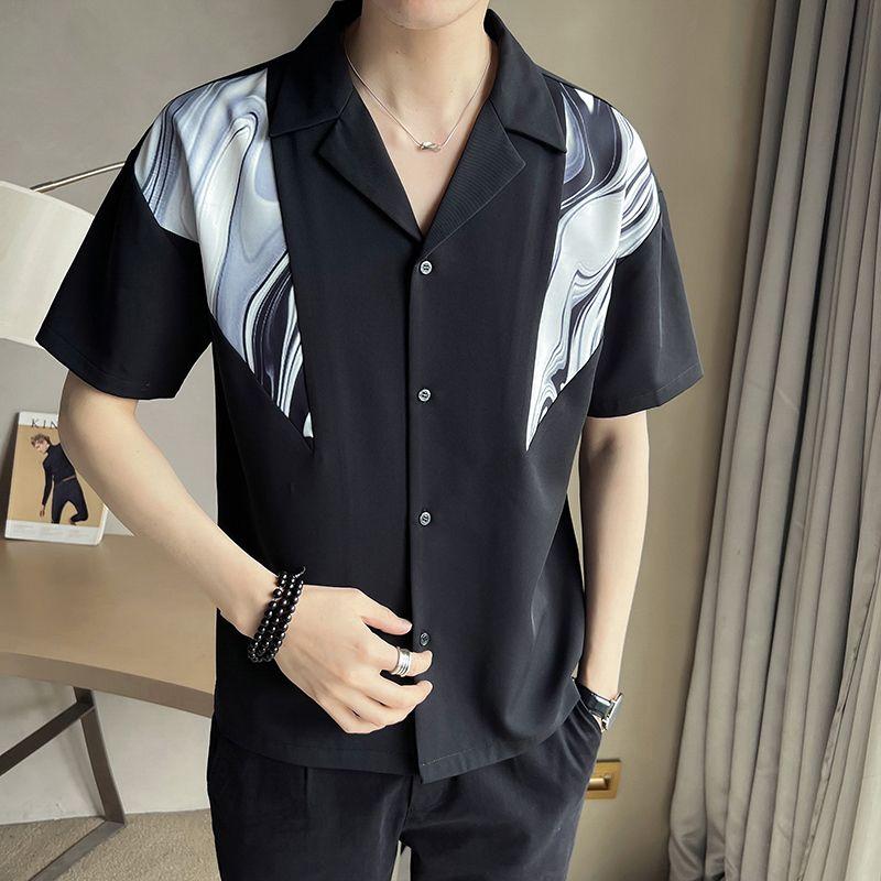 

Модный с вырезами Простой Горячая распродажа Универсальная мужская одежда Однотонные рубашки Топы с принтом Летний Короткий рукав Повседневный XXXL чёрный