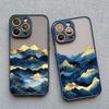 Gold And Blue Mountains Phone Case For iPhone 16 15 14 Pro Max Plus 13 12 Mini 11 Pro Max 7 8 Plus SE2 XR XS X Shockproof Covers