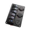 6 Way LED Car Boat Rocker Switch Panel USB Socket Cigarette Plug Voltmeter