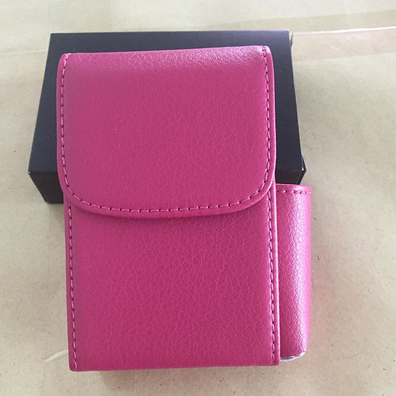 Men's Leather Cigarette Case with Integrated Lighter - 20-Stick Capacity, Stainless Steel, Flip-Top Design