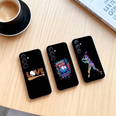Baseball Graffiti Painting  Phone Case Black Silicone Soft For Samsung Galaxy A73,A72,A71,A70,A53,A52,A51