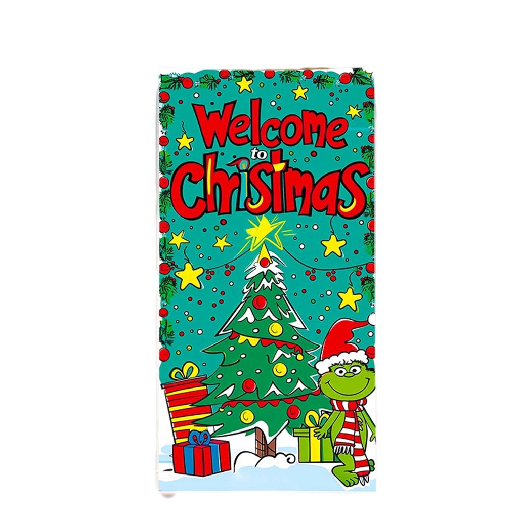 Stretch Fabric Door Cover Cross-border Christmas Happy Door Cover Holiday Party Decoration Integrated Design Elastic Design