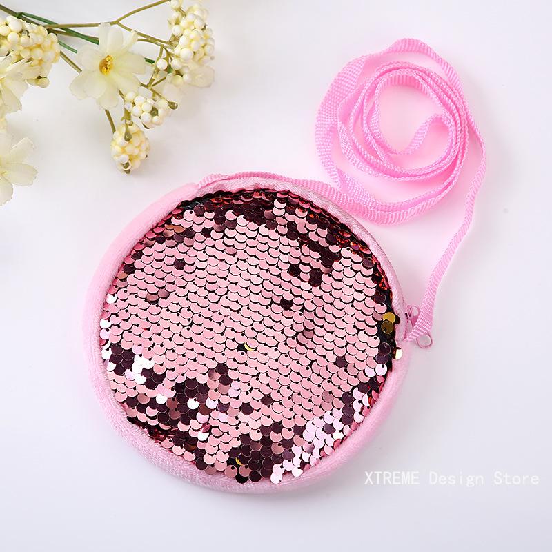 

Kids Girls Mini Crossbody Bag Sequins Handbag Shoulder Bag For Little Girls 2024 Fashion Round Shaped Wallet Clutch