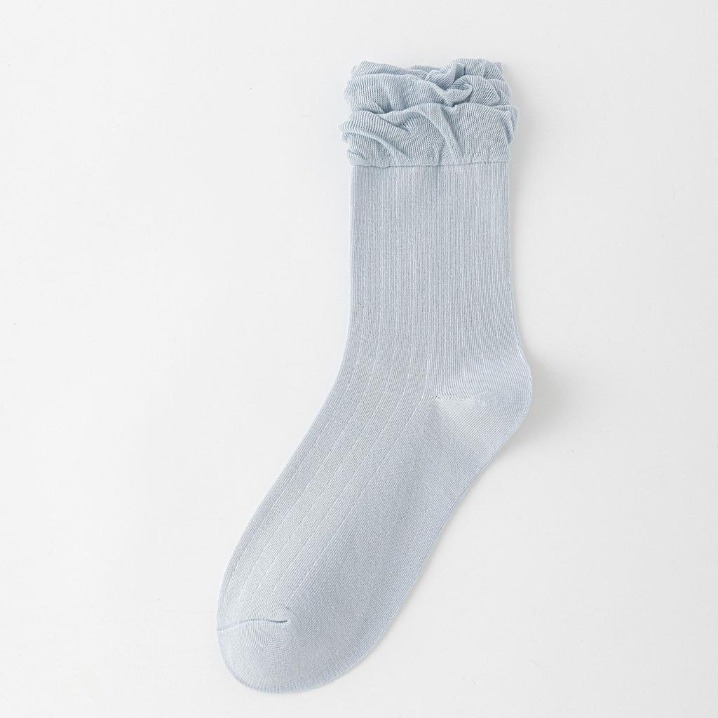 Women Fall New Product Pure Color Sweet Lace in The Tube Pile Pile Socks