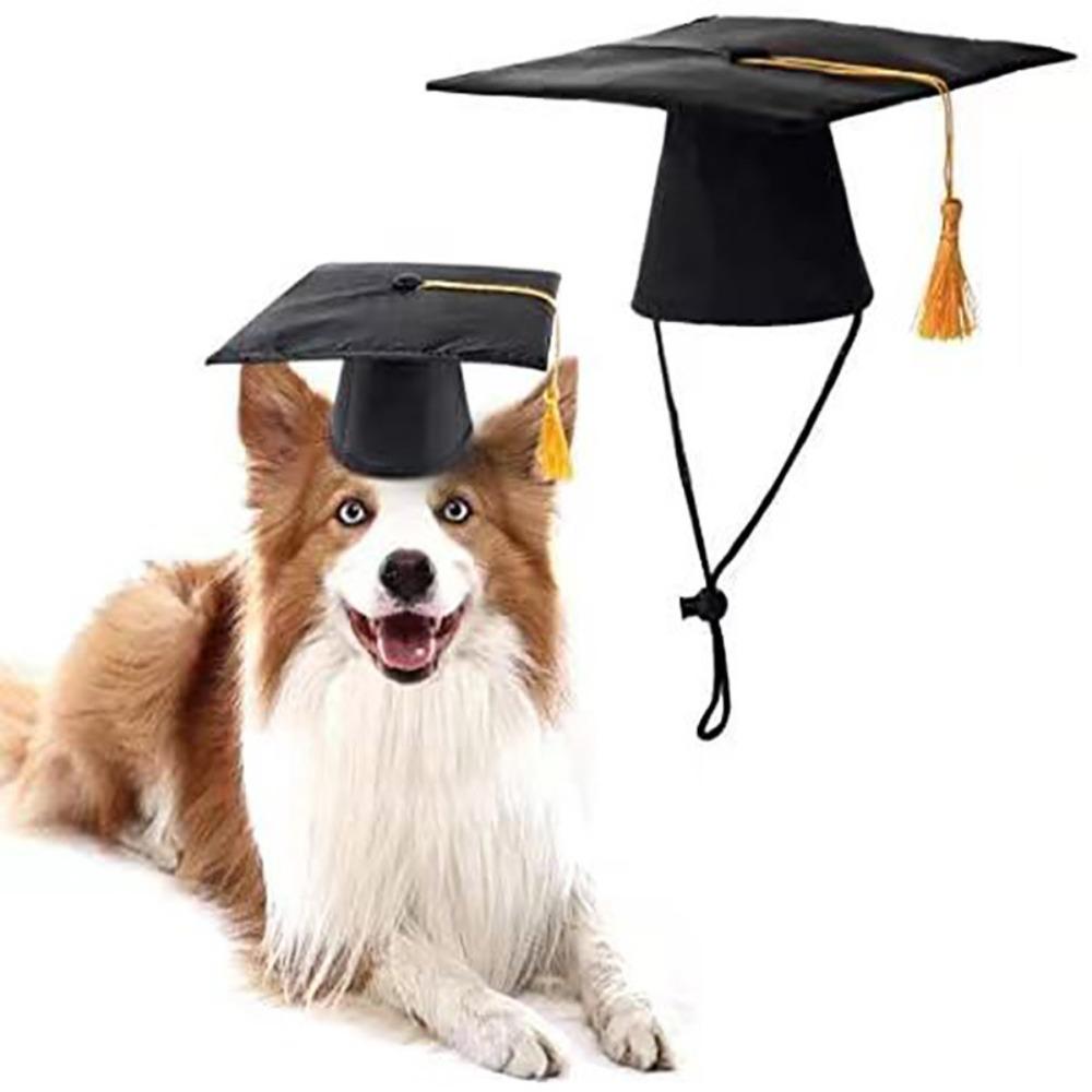 2Pcs/Set with Bow Tie Pet Graduation Caps Mortarboard Hat Congrats Grad Dog Graduation Hats Honors Graduation Degree Ceremony