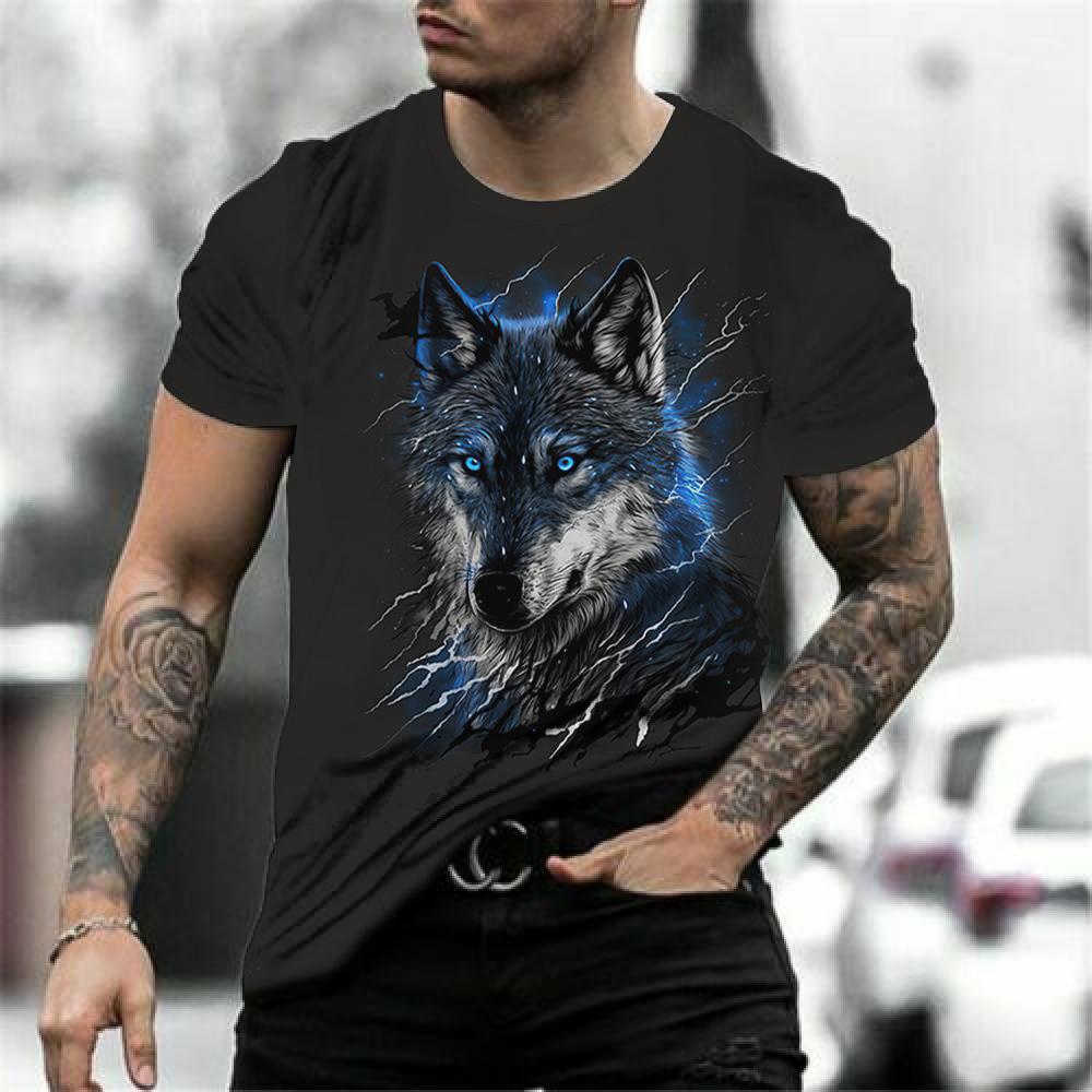 Fashoin 3D Printed T-shirts For Men Pullover Oversized Wolf Graphic Men's T-shirt Sublimation Summer Men Cool Tee Streetwear