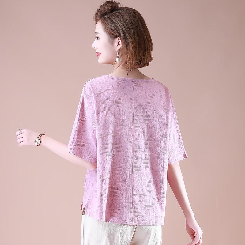 XUEXI Women s Plus Size Embroidered Cotton T-shirt Set 3XL