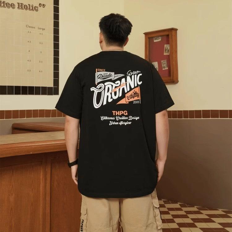 Cartoon Bedrucktes Lockeres Herrenmode Einfaches Kurzarm-Oberteil Baumwolle Bequem Leicht Kurzarm-T-Shirt