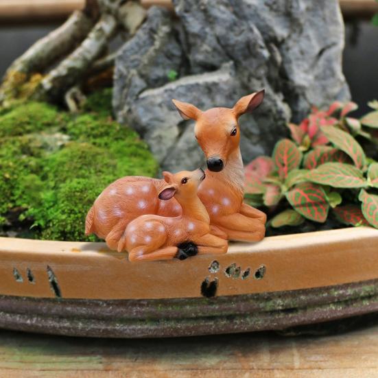 Yousheng Garden Deer Statue Sika Deer Mother And Son Sculpture Weatherproof Outdoor Deer Statue for Lawn Backyard Patio Decor