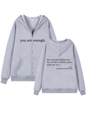 Women's Oversized Hooded Sweatshirt - Cute Autumn Jacket with Drawstring & Zipper for Teen Girls