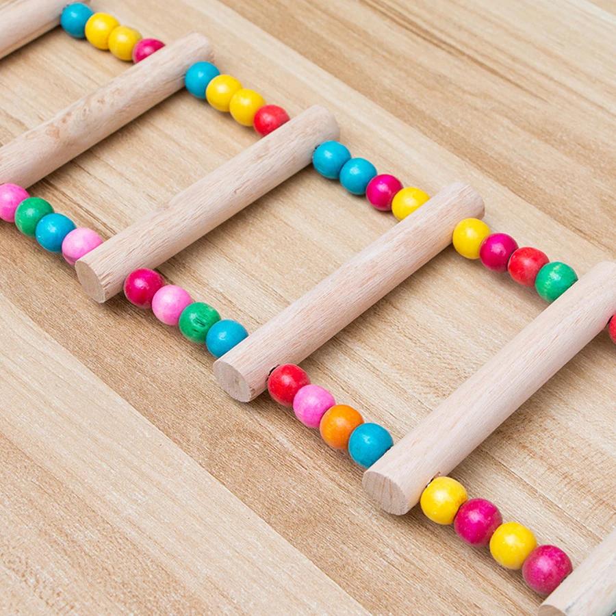 L Size 10 Ladder Pet Birds Swing Wooden Bridge Ladder Climb Cockatiel Parakeet Budgie Parrot Toy Wood Ladder