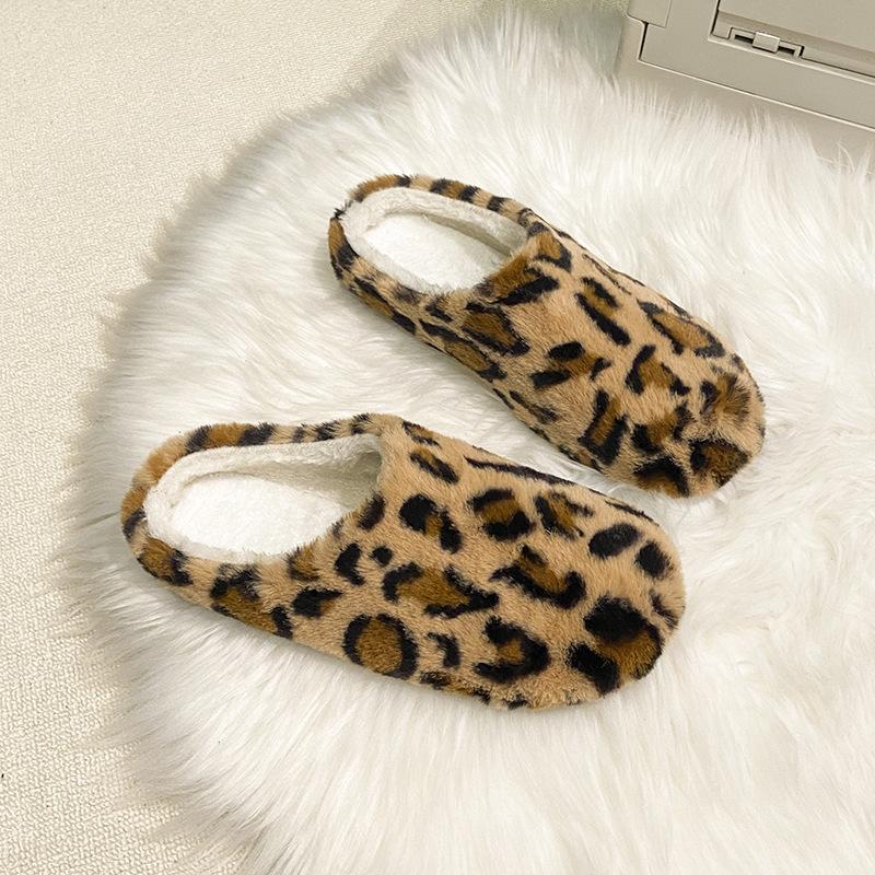 Women's Two-wear Soft Bottom Large Size Thickened Winter Warm Fur One Padded Lining Ankle Boots Non-slip Baotou Cotton Fur Slippers