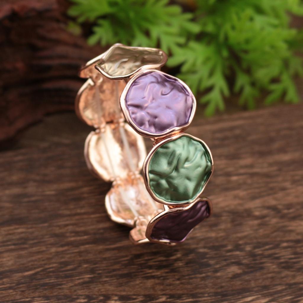 Emaille farbenes rundes unregelmäßiges elastisches Armband, übertriebenes rundes Legierungsarmband für Damen