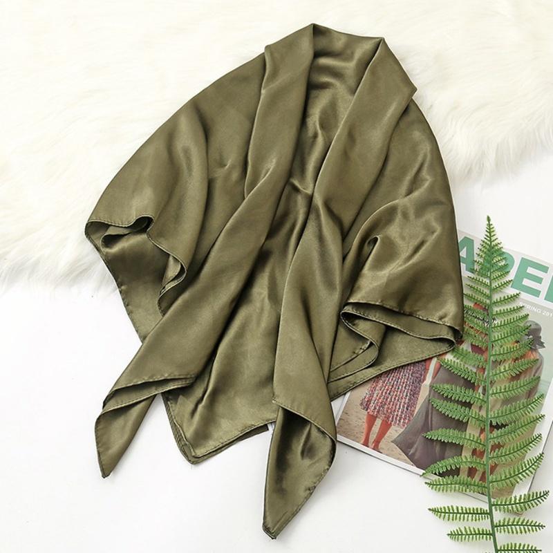 90*90cm Big Size Headwraps Solid Colors Neckerchief Hijab Women Satin Headband Hair Scarves Female Shawls Head Scarfs for Ladies