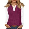 Women's T Shirt Color Block Button Long Sleeve Daily Weekend Fashion Basic V- Neck Regular Top