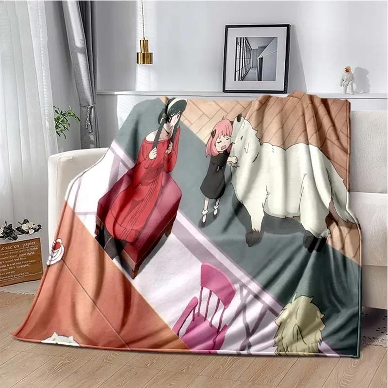 Spy x family Cartoon anime Kawai Throws Blanket Kid Super Home Soft Flannel Blanket for Travel Bedding Blanket for Birthday Gift