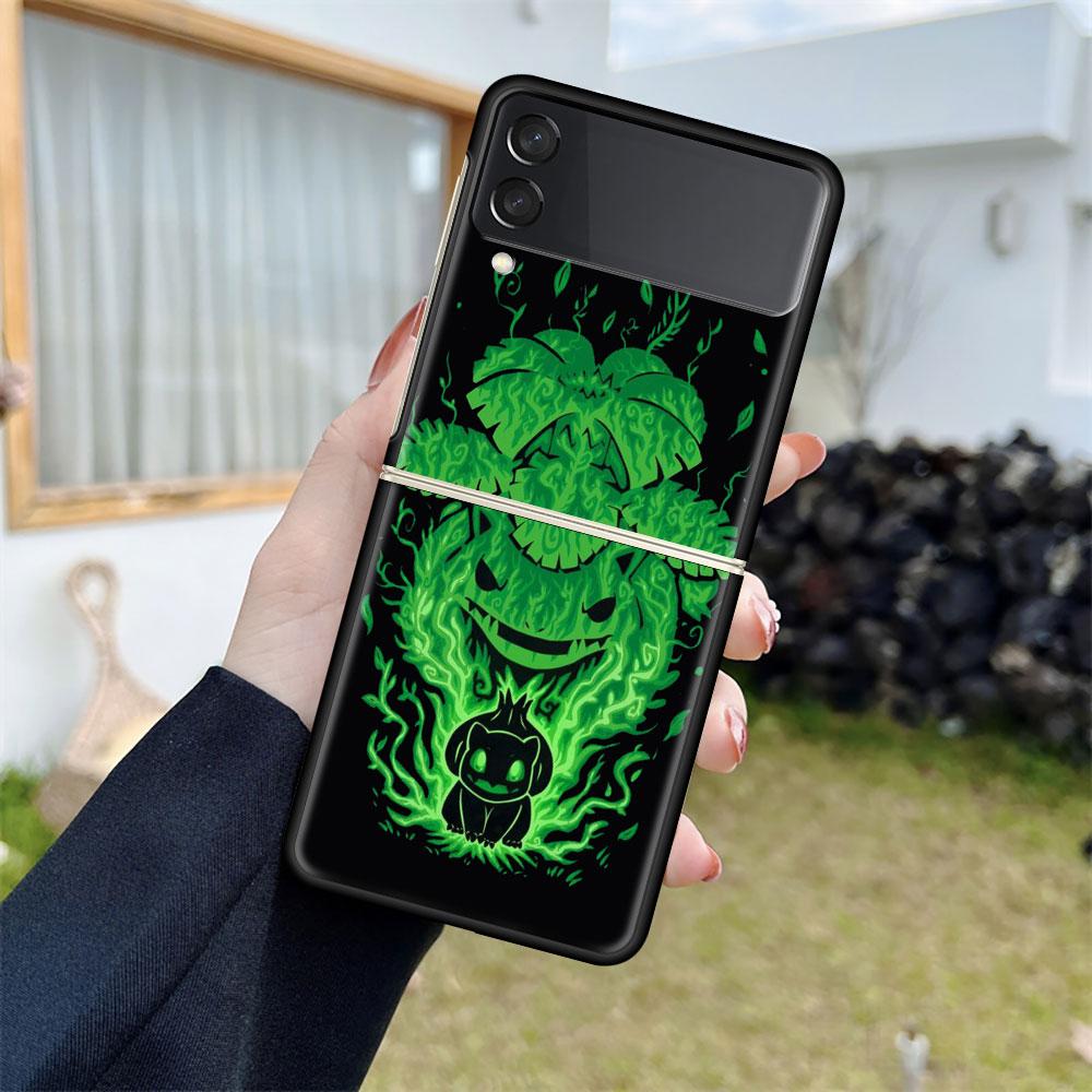 

Чехол для телефона Pokemon Cool Pikachu для Samsung Galaxy Z Flip 3 5G, черный твердый чехол ZFlip3, защитный чехол от падения, роскошный чехол Samsung Z Flip 3 5G